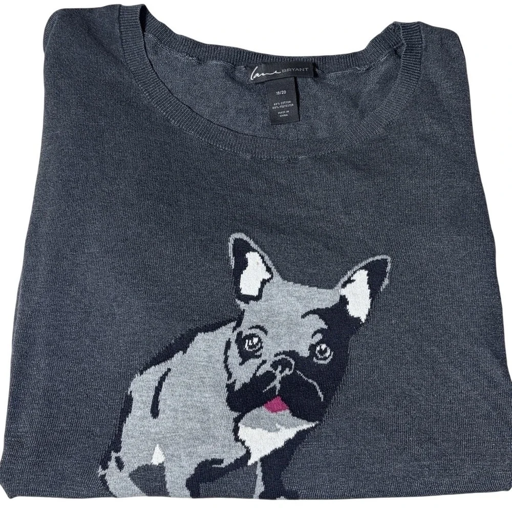 Lane Bryant‎ Gray Bulldog Sweater 3/4 Sleeve Women's 18/20 Plus Size